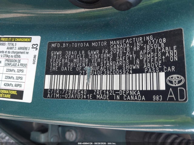 Продаж на аукціоні авто 2009 Toyota Corolla Xle, vin: 2T1BU40E39C005924, номер лоту: 45994126