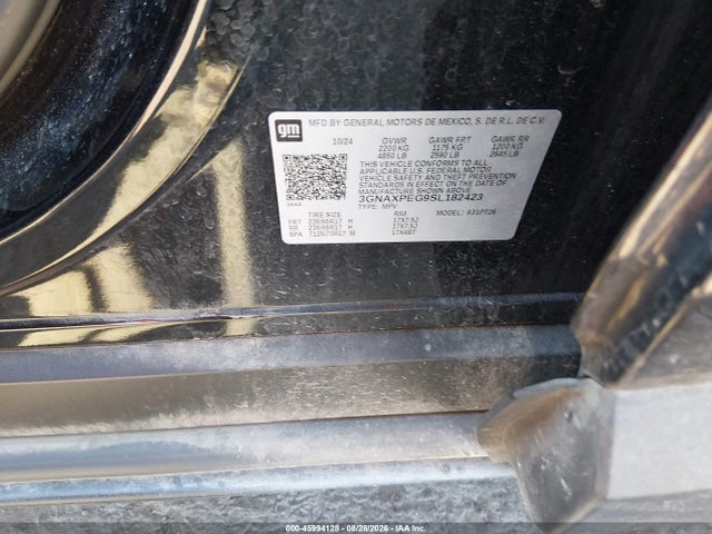 45994128 :رقم المزاد ، 3GNAXPEG9SL182423 vin ، 2025 Chevrolet Equinox Awd Lt مزاد بيع