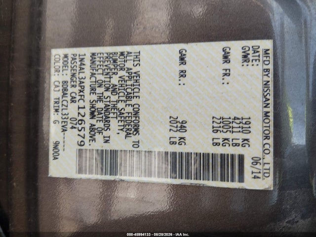 Aukcja sprzedaży 2015 Nissan Altima 2.5 S, vin: 1N4AL3APXFC126579, numer aukcji: 45994133