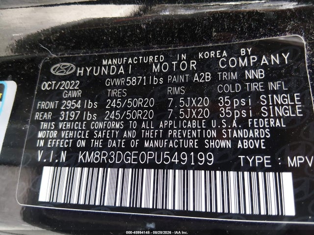Продаж на аукціоні авто 2023 Hyundai Palisade Xrt, vin: KM8R3DGE0PU549199, номер лоту: 45994148