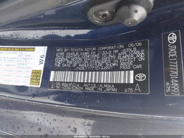 45994171 :رقم المزاد ، JTKDE177770144997 vin ، 2007 Scion Tc مزاد بيع