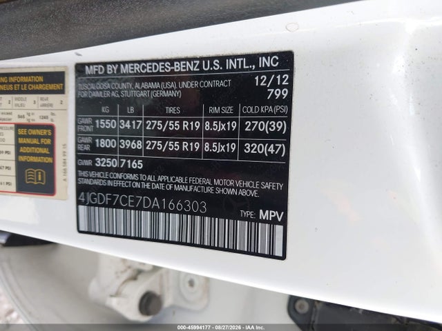 Продажа на аукционе авто 2013 Mercedes-benz Gl 450 4matic, vin: 4JGDF7CE7DA166303, номер лота: 45994177
