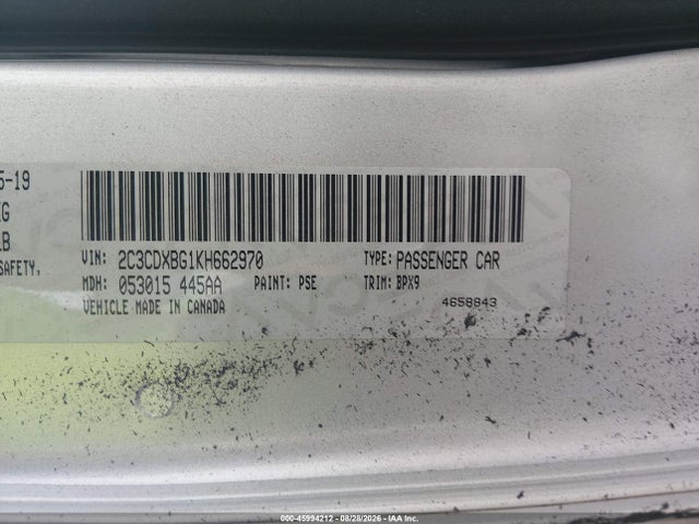Aukcja sprzedaży 2019 Dodge Charger Sxt Rwd, vin: 2C3CDXBG1KH662970, numer aukcji: 45994212