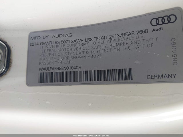 Aukcja sprzedaży 2014 Audi A5 2.0t Premium, vin: WAULFAFH8EN010409, numer aukcji: 45994233