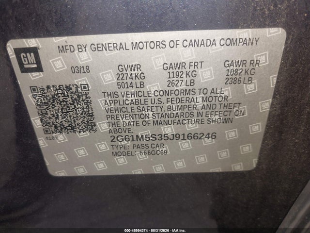 Aukcja sprzedaży 2018 Cadillac Xts Luxury, vin: 2G61M5S35J9166246, numer aukcji: 45994274