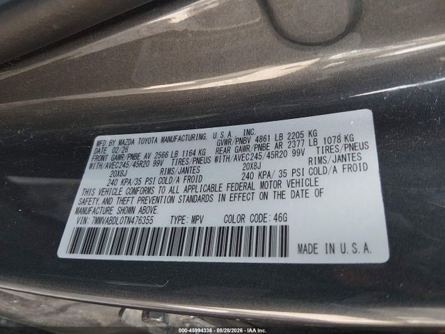 Aukcja sprzedaży 2026 Mazda Cx-50 Premium, vin: 7MMVABDL0TN476355, numer aukcji: 45994336