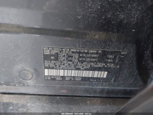 Aukcja sprzedaży 2025 Toyota Rav4 Le, vin: 2T3G1RFV0SC560300, numer aukcji: 45994465