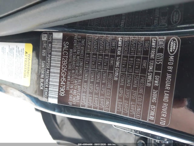 Продаж на аукціоні авто 2016 Land Rover Discovery Sport Hse Lux, vin: SALCT2BG5GH547909, номер лоту: 45994466