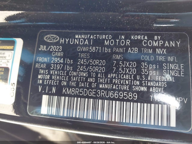 Продажа на аукционе авто 2024 Hyundai Palisade Limited, vin: KM8R5DGE3RU669589, номер лота: 45994497