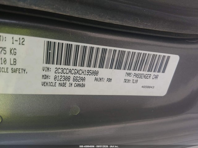 2012 Chrysler 300 Limited მანქანა იყიდება აუქციონზე, vin: 2C3CCACGXCH195080, აუქციონის ნომერი: 45994586