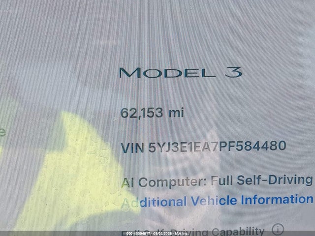 Aukcja sprzedaży 2023 Tesla Model 3 Rear-wheel Drive, vin: 5YJ3E1EA7PF584480, numer aukcji: 45994617