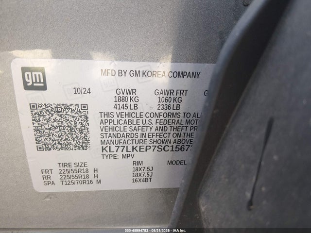 Aukcja sprzedaży 2025 Chevrolet Trax Fwd Activ, vin: KL77LKEP7SC156736, numer aukcji: 45994783