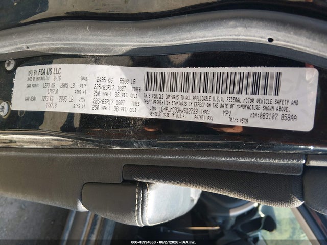 Aukcja sprzedaży 2017 Jeep Cherokee Latitude 4x4, vin: 1C4PJMCB3HW512733, numer aukcji: 45994860