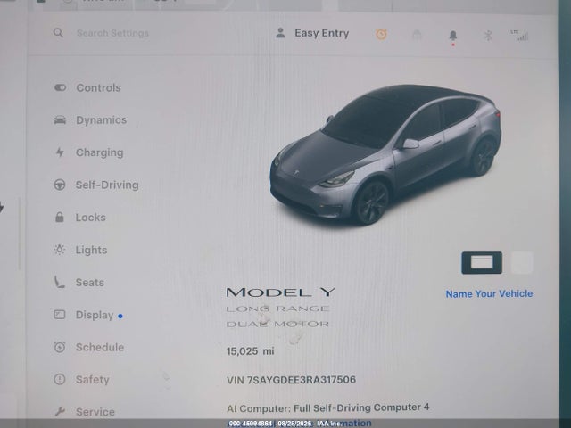 45994864 :رقم المزاد ، 7SAYGDEE3RA317506 vin ، 2024 Tesla Model Y Long Range Dual Motor All-wheel Drive مزاد بيع