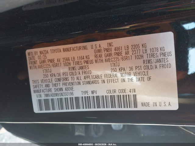 45994893 :رقم المزاد ، 7MMVABBM9SN350196 vin ، 2025 Mazda Cx-50 2.5 S Preferred Package مزاد بيع