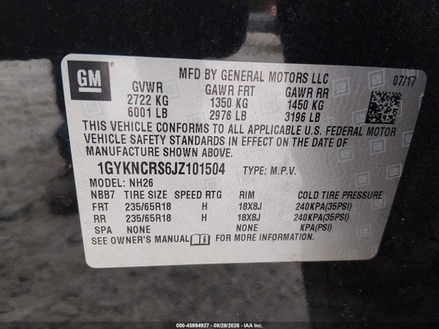 Продажа на аукционе авто 2018 Cadillac Xt5 Luxury, vin: 1GYKNCRS6JZ101504, номер лота: 45994927