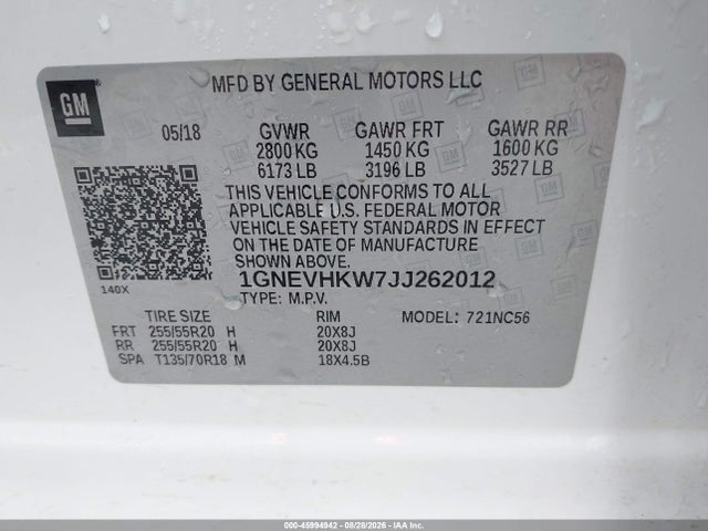 Chevrolet Traverse Lt Leather 2018 1GNEVHKW7JJ262012 Image 9