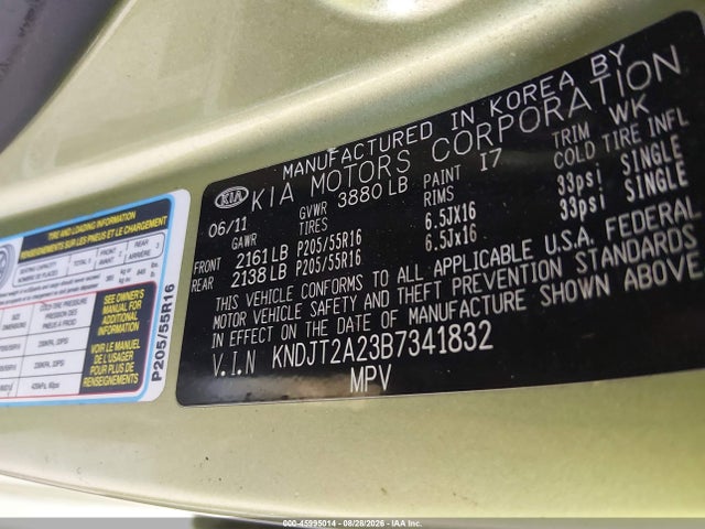 Aukcja sprzedaży 2011 Kia Soul +, vin: KNDJT2A23B7341832, numer aukcji: 45995014