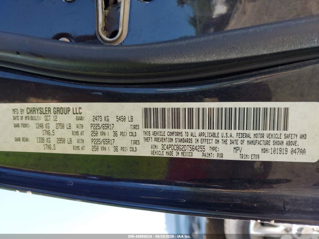 45995024 :رقم المزاد ، 3C4PDCBG2DT564255 vin ، 2013 Dodge Journey Sxt مزاد بيع