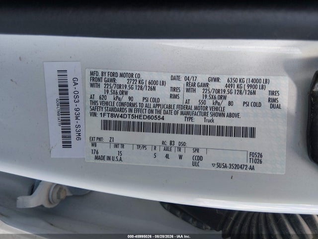 Aukcja sprzedaży 2017 Ford F-450 Xl, vin: 1FT8W4DT5HED60554, numer aukcji: 45995026