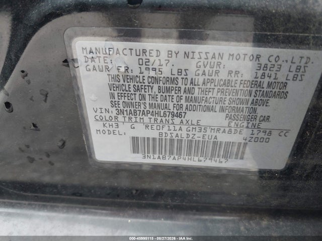 45995115 :رقم المزاد ، 3N1AB7AP4HL679467 vin ، 2017 Nissan Sentra Sv مزاد بيع