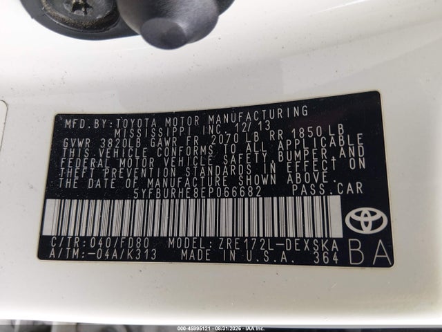 Продажа на аукционе авто 2014 Toyota Corolla S Plus, vin: 5YFBURHE8EP066682, номер лота: 45995121