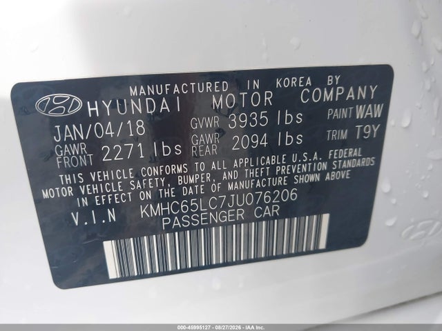 Продажа на аукционе авто 2018 Hyundai Ioniq Hybrid Blue, vin: KMHC65LC7JU076206, номер лота: 45995127