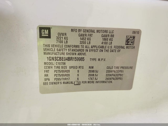 45995165 :رقم المزاد ، 1GNSCBE04BR159985 vin ، 2011 Chevrolet Tahoe Lt مزاد بيع