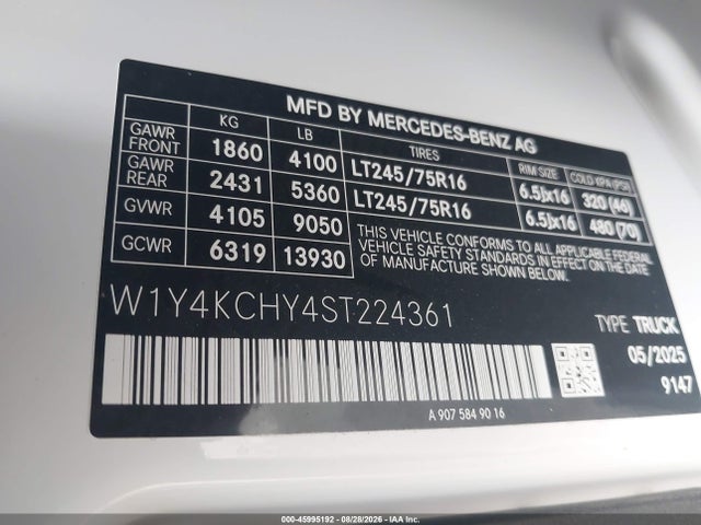 W1Y4KCHY4ST224361 Mercedes-Benz Sprinter 2500 High Roof 4-cyl Diesel