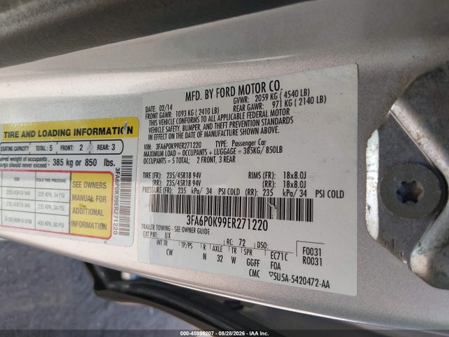 Продажа на аукционе авто 2014 Ford Fusion Titanium, vin: 3FA6P0K99ER271220, номер лота: 45995207