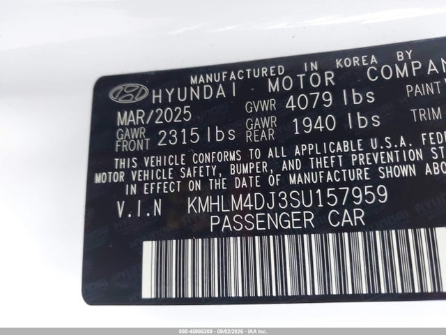 Продажа на аукционе авто 2025 Hyundai Elantra Hybrid Blue, vin: KMHLM4DJ3SU157959, номер лота: 45995309