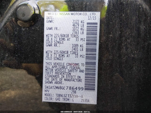 Aukcja sprzedaży 2016 Nissan Rogue Sl, vin: 5N1AT2MV8GC786499, numer aukcji: 45995328