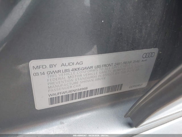 45995367 :رقم المزاد ، WAUFFAFL8EN034968 vin ، 2014 Audi A4 2.0t Premium مزاد بيع