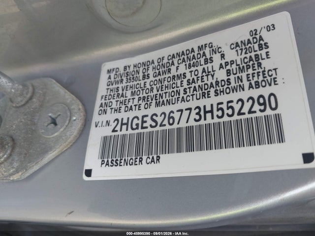 Продаж на аукціоні авто 2003 Honda Civic Ex, vin: 2HGES26773H552290, номер лоту: 45995390
