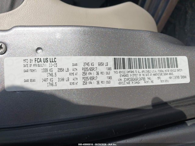 Продаж на аукціоні авто 2016 Dodge Grand Caravan Se, vin: 2C4RDGBGXGR124789, номер лоту: 45995516