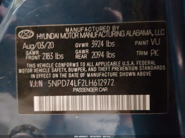 Hyundai ELANTRA SE 2020 5NPD74LF2LH612972 Image 9