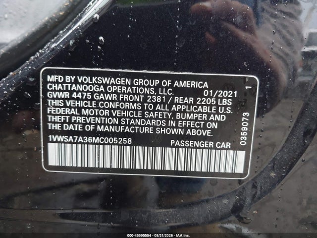 Aukcja sprzedaży 2021 Volkswagen Passat 2.0t Se, vin: 1VWSA7A36MC005258, numer aukcji: 45995554