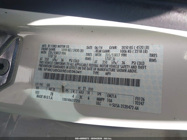 Aukcja sprzedaży 2014 Ford Escape Se, vin: 1FMCU0GX5EUE06341, numer aukcji: 45995572