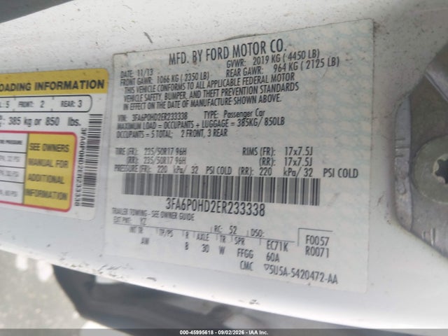 Продажа на аукционе авто 2014 Ford Fusion Se, vin: 3FA6P0HD2ER233338, номер лота: 45995618
