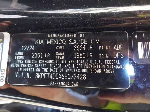 Aukcja sprzedaży 2025 Kia K4 Lxs, vin: 3KPFT4DEXSE072428, numer aukcji: 45995621