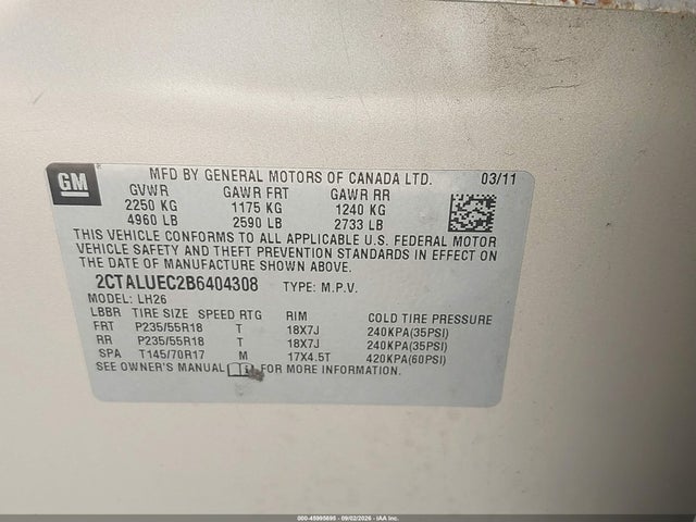 Продаж на аукціоні авто 2011 Gmc Terrain Slt-1, vin: 2CTALUEC2B6404308, номер лоту: 45995695
