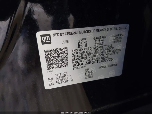 2026 Gmc Terrain Fwd Elevation მანქანა იყიდება აუქციონზე, vin: 3GKALMEG0TL407725, აუქციონის ნომერი: 45995729