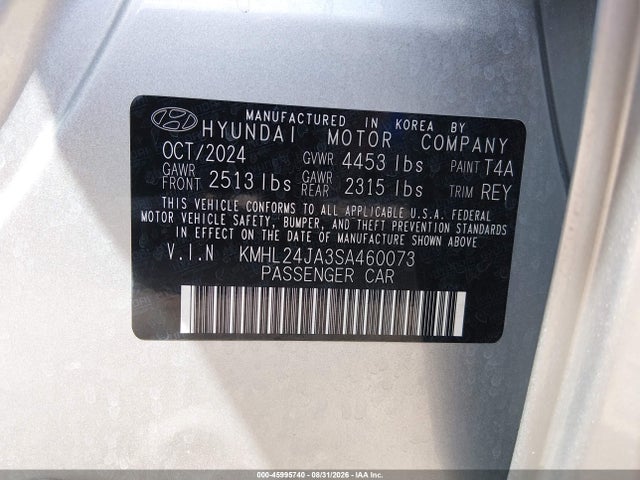 Aukcja sprzedaży 2025 Hyundai Sonata Se, vin: KMHL24JA3SA460073, numer aukcji: 45995740