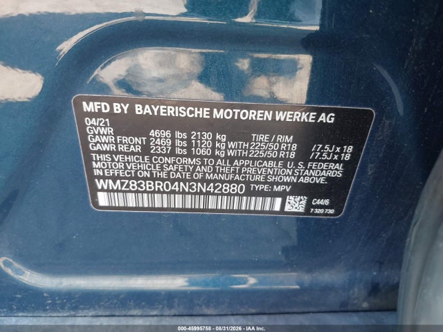 45995758 :رقم المزاد ، WMZ83BR04N3N42880 vin ، 2022 Mini Countryman Cooper S مزاد بيع