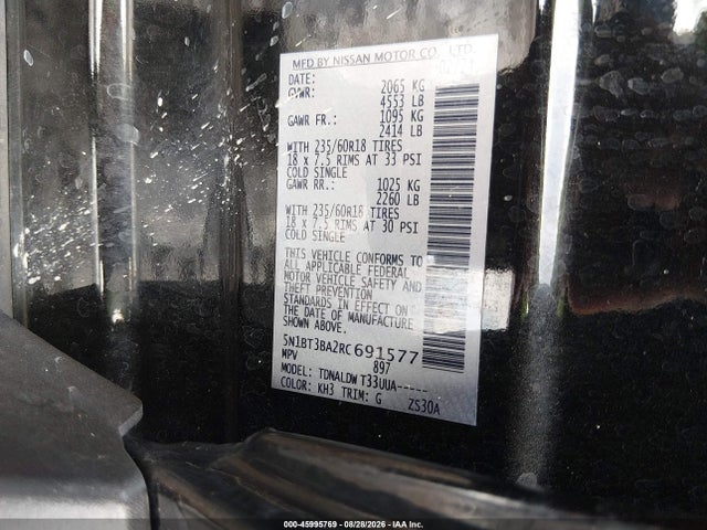 5N1BT3BA2RC691577 Nissan Rogue Sv Fwd