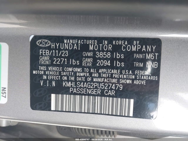 Продаж на аукціоні авто 2023 Hyundai Elantra Sel, vin: KMHLS4AG2PU527479, номер лоту: 45995787
