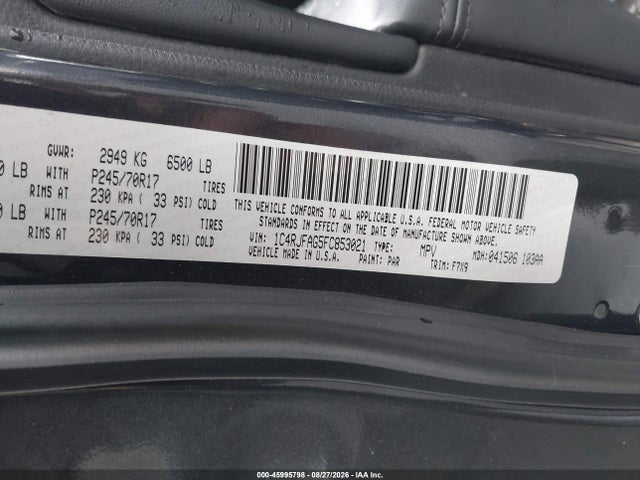 Продажа на аукционе авто 2015 Jeep Grand Cherokee Laredo, vin: 1C4RJFAG5FC853021, номер лота: 45995798
