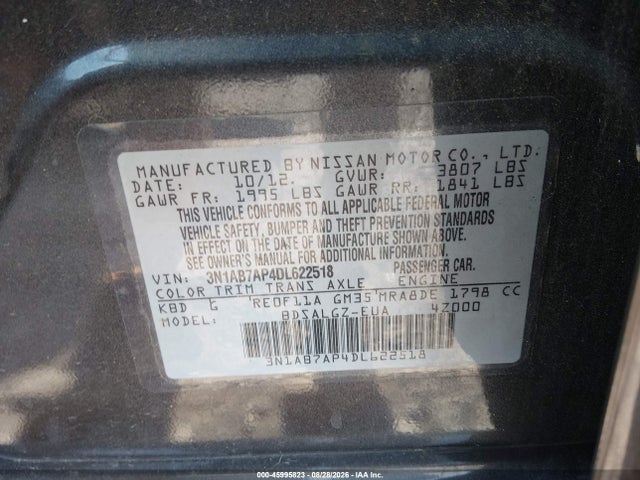 Продаж на аукціоні авто 2013 Nissan Sentra Sl, vin: 3N1AB7AP4DL622518, номер лоту: 45995823