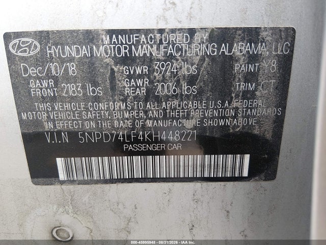 Hyundai ELANTRA SE 2019 5NPD74LF4KH448221 Image 9