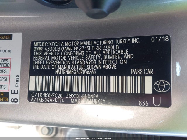 Продажа на аукционе авто 2018 Toyota C-hr Xle Premium, vin: NMTKHMBX6JR056265, номер лота: 45995955